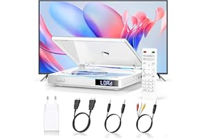 MAITE Lettore DVD Per Televisore, Lettore DVD Compatto HDMI con Tutte Le Regioni Libere, Lettore Cd Per TV con Porta USB, Riproduzione Di Memoria, Telecomando, Cavi HDMI, RCA e AUX Inclusi