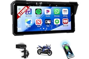[2025] CAMECHO Wireless Carplay Pantalla Moto 8.1 Pulgadas con Android Auto IP68 Impermeable, Navegador Táctil con Bluetooth Airplay Android Cast Sonido EQ Amplia Adaptabilidad +1600 * 600 HD