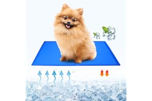 DONWEI Dog Cooling Mat 40x50cm - Self-Cooling Gel Pad for Dogs & Cats, Pressure-Activated Non-Toxic Pet Cool Mat for Kennels, Crates, Cars & Home, Durable UK Design (Small, Blue)