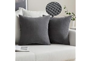 MIULEE 2er Set Kissenbezüge Dekokissen Körnig Dekorativ Kissenbezug Kissenhülle Sofakissen Deko Bezug Weich Zierkissen Couchkissen Kissen für Wohnzimmer Schlafzimmer 60x60 cm Dunkelgrau