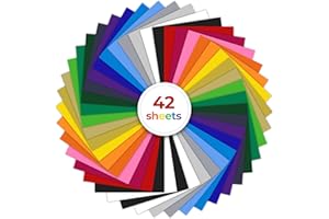 Vinilo Textil Termoadhesivo 42 Hojas: Ohuhu 30.5×25.4cm Vinilo Textil Imprimible para Cricut Exlpore Air 2 - Vinilo Textil Termoadhesivo fácil de cortar y destejer para DIY Camisetas Sombreros Cueros