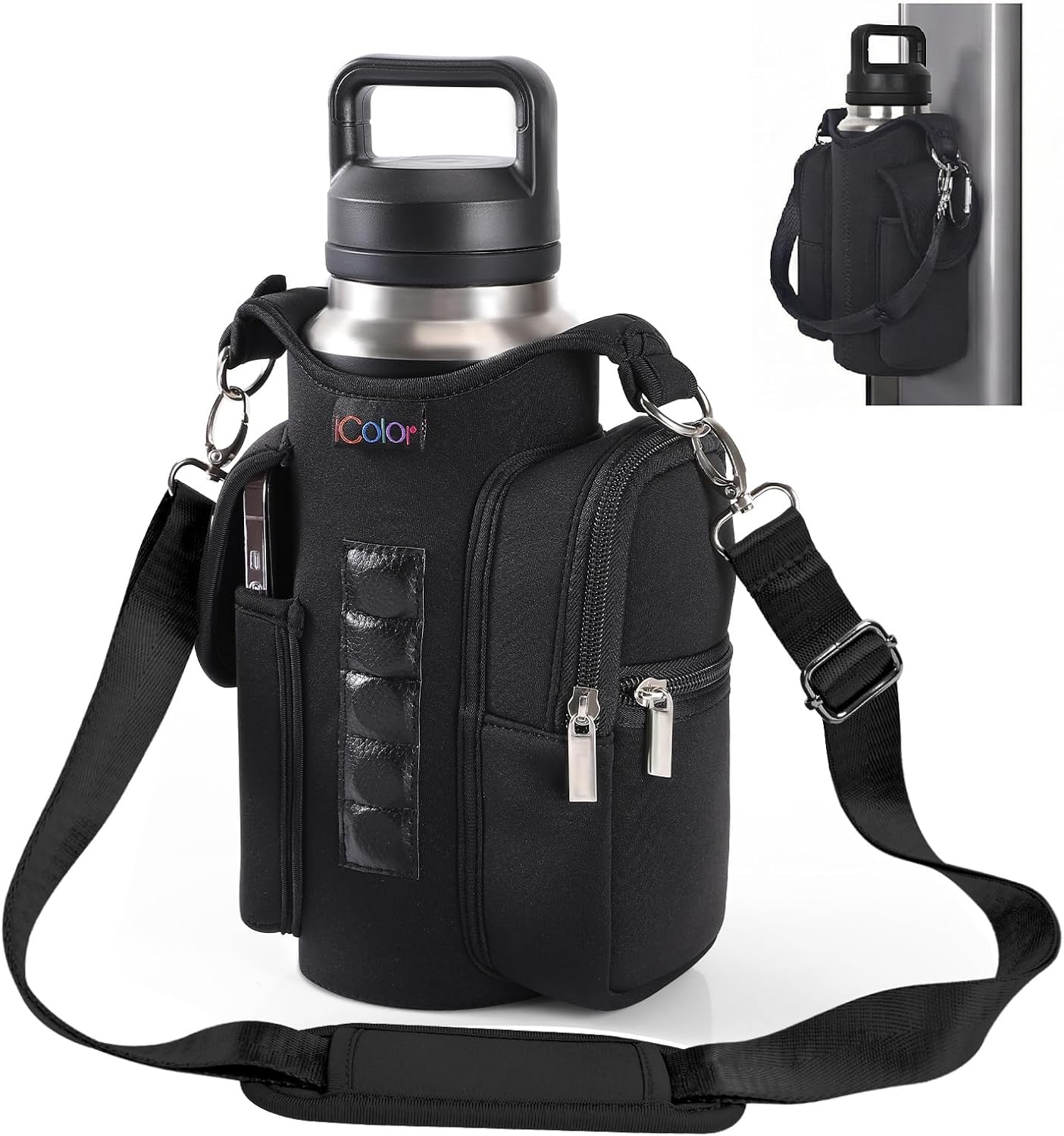icolor Magnetic Gym Bag,Bolsa magnética para Gimnasio,Soporte de Botella de Agua Bolsas de Fitness magnéticas,5 Fundas de Bolsas de Fitness magnéticas incorporadas