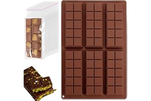 XINXINLOVEE Molde Turron Silicona Molde Chocolate Tableta Profunda 1 Piezas Moldes de Chocolato Profundo Molde de Barra de Chocolate,Traer 100 bolsas