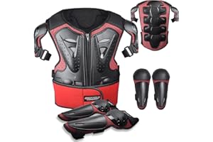 CHCYCLE Equipement Dirt Bike pour Enfants Equipement de Protection pour la Moto Motocross Armor Suit Protections de Poitrine et de Dos, Genoux et Coudes pour Le Cyclisme