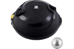 Z ZELUS 64cm Balance Ball | 680kg Inflatable Half Exercise Wobble Board Trainer w Nonslip Base | Yoga Strength Training Equipment w 2 Bands, Pump, Extra Ball Included