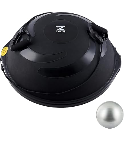 Zelus 23 Inch Half Exercise Ball Trainer With Resistance Band - Balance & Stability