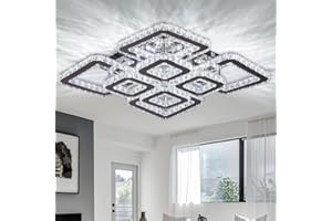 ‎FRIXCHUR Moderne LED Deckenleuchte Kristall Kronleuchter Celing Light 8-Leuchten Quadratischer Kronleuchter für Esszimmer Wohnzimmer, Kühl Weiß，Dia 50 cm