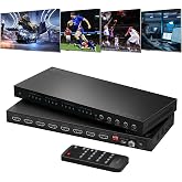 4x4 HDMI Matrix 4K 60Hz, PORTTA 4 Inputs 4 Outputs HDMI Matrix with ARC, Toslink 1/8" Audio Extractor, 16 EDID Modes, 4K Down