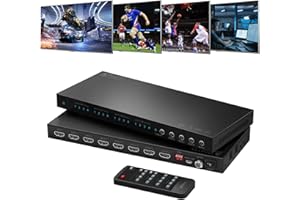 Matrice HDMI 4x4 4K 60Hz, PORTTA 4 in 4 Out Switch Splitter con ARC, estrattore audio Toslink da 3,5 mm, 16 modalità EDID, downscale 4K e supporto remoto IR HDMI 2.0b, HDCP 2.3/2.2/1.4, HDR, 18 Gbps