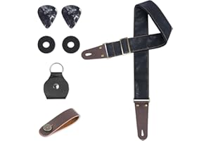 Czzmy Tracolla per chitarra, cinghie per chitarra con estremità in pelle,serrature della cinghia e plettri per chitarra