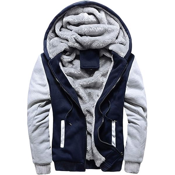 Men's Sherpa Lined Hoodie Jacket - Heavyweight Zip-Up Sweatshirt With Pockets, Lt. Grey, 4XL - View #6