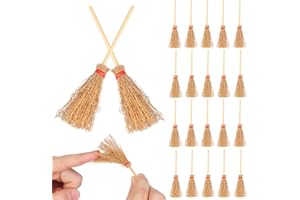 jojofuny 50 Pezzi Mini Scopa Mini Scopa di Paglia Scopa di Pulizia Decor Spazzole Casa Bambole Costume Scopa Pulitore Della Tastiera Artigianato Spazzole Legno Statua