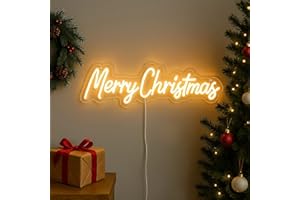 MARCO PAUL INTERIORS Garden Mile Merry Christmas Neon LED Sign Light - Warm White Xmas Rope Light Decoration, USB Powered with 3 Brightness Modes - Christmas Neons Sign for Wall Decor - Indoor Festive Home Decor