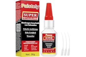 PAISTELY Hohe Festigkeit Metallkleber Extra Stark, Transparenter Metallkleber Hitzebeständig, Wasserdichter Aluminium Kleber, Metall Kleber Extra Stark Geeignet für Metall, Glas, Kunststoff, Keramik (30g)