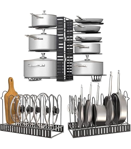 Organizer Per Pentole A 7 Ripiani Regolabile - Portapentole Per Armadietto, Resistente Fino A 50kg