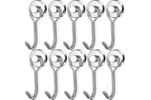 swihorab Magnetic Hooks, 10 Pack Neodymium Magnet Hooks for Hanging, 20 lb+ Swivel Swing Magnet with Hooks Heavy Duty, Strong Magnetic Hooks for Cruise, Kitchen, Camping 16 mm