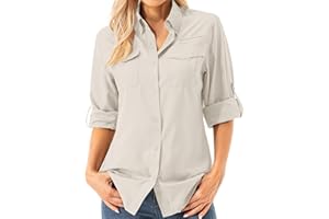 Asfixiado Damen Hemdbluse UV Shirt UPF 50+ Safari Kleidung Wanderbluse Damen Outdoor Cooling Quick Dry Sonnenschutz Langarm Luftiges Hemd