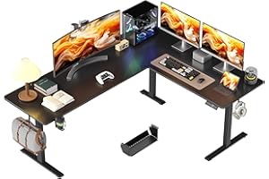 ‎WALKINGDESK WALKINGDESK L-Shaped Height-Adjustable Electric Desk, 190 x 150 cm, Corner Desk, Height Adjustable, Standing Seat Computer Desk with Cable Management for Office, Office, Gamer, Black