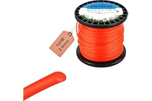 SWAWIS Hilo Desbrozadora 2,4mm x 100m Hilo para Desbrozadora Nylon Hilo de Corte Redonda Naranja para Jardin Hierba
