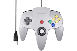 miadore - Controlador USB clásico N64, controlador retro para N64 Bit USB con cable Gamepad Joystick para Windows PC Mac Raspberry Pi 3, gris