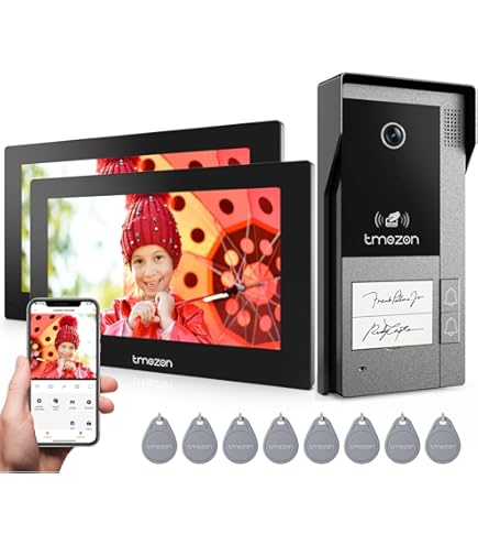 Kit Vidéophone VIMAR - 1 Plaque Extérieure + 2 écrans 7 Pouces, Tactile, étanche, Jusqu’à 100 M