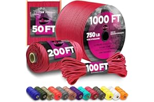 TECEUM Paracord Type IV 750 lb Crimson – 30 m – 4mm – 100% Nylon Strong Tactical MIL–SPEC Parachute Cord – Survival Rope Emergency 11 Strands Core EDC Camping Hiking Military Gear (100ft) 324a