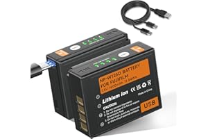 Mspalocell Zestaw 2 akumulatorów USB NP-W126S 1600 mAh USB Type-C, kompatybilny z Fuji Fujifilm FinePix HS30EXR HS35EXR HS50EXR X-A1 X-E1 X-E2 X-E3 X-M1 X-Pro1 X-T1 X-T3 X-T30X-T100 X100F X100V