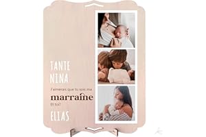 nagu® Cadre Photo en Bois – Cadeaux Personnalisés – Veux-tu être ma marraine – Souvenirs de Baptême pour Bébé – Photo 10x15 cm – Support de Table – Dos Lisse pour Dédiace Spéciale