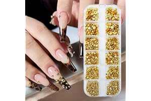 ‎GZMAYUEN GZMAYUEN Goldene Halbperlen für Nägel, Gold Nagel Gems Steine, 3D Flatback Perlen Schmucksteine Goldperlen für Nageldesign