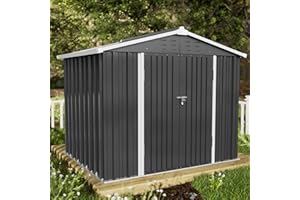Amopatio Metal Garden Storage Shed 8x6 ft, Outdoor Tool Storage Shed 239x187x195 cm, Bike Shed Waterproof with Lockable Door for Backyard, Patio, Garbage Bin, Tools, Black