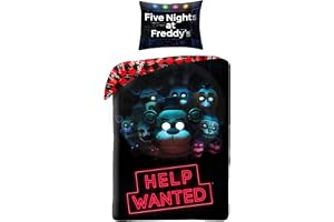 Halantex Five NIGHTS at FREDDY'S HELP WANTED sängkläder - vändbart påslakan 140 x 200 cm med örngott 70 x 90 cm - 100% polyes