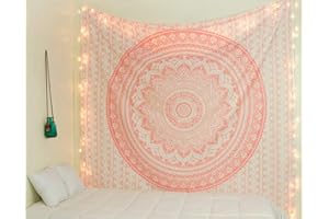 THE ART BOX Hippie Ombre Mandala Tissu Murale Grand Tapisserie Or Rose - 220x230 cm Boho Bohemian Maison Décoration Murale de Plage en Coton Indien Tapisseries pour Chambre
