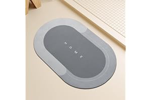 Topzywlc Absorbent Bath Mat Non Slip Anti Mould 45 * 70 cm, Quick Dry Magic Bathroom Floor Mat, For Bathtub, Bedroom, Kitchen, Toilet, Door, Washing Table (Oval Light Gray, 45 * 70 cm)