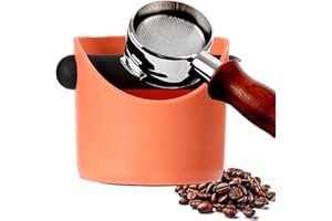 POPOYU Pudełko na kawę, mini pudełko do espresso, pomarańczowy pojemnik na zmieloną kawę, małe pudełko typu knock box, z amortyzującym zdejmowanym drążkiem i antypoślizgową podstawą, akcesoria do