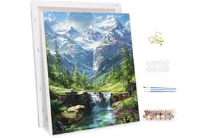 MEIYUDA Dipingere con i Numeri Adulti con Telaio Fiume di Montagna, Fai da te Paint by Numbers Quadri da Dipingere Numerat Paesaggio, Pittura a Olio Kit, Pittura Adulti Decora la Casa Regalo 30x40cm