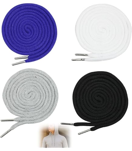 Coulisse Rotonda 5 Mm - Lunghezza 1,15 M, Con Estremità, 100% Cotone, 34 Colori, Per Felpe E Pantaloni