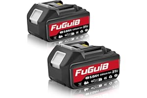 FUGUIB 2X 5.0Ah/5000mAh Ersatzakku für Makita BL1860B BL1850B BL1840 BL1830 BL1860B BL1815 BL1835 BL1860B BL1845 BL1850 194205-3 LXT-400,21V Werkzeugakku mit LED(2, 5.0)