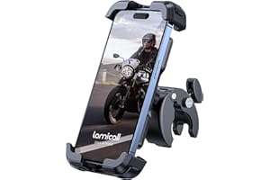 Lamicall Stojak Mobile Rower, Mobile Support Moto - 360°Obrót, Jednym przyciskiem zwalniania, Stojak Telefon Rowerowy dla iPhone 15 14 13 12 11 Pro MAX/Plus/Mini, Samsung, Huawei, 4.7-6.8" Smartphone