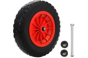 GUKULIVEL 14" Wheelbarrow Wheel PU Puncture Proof Solid 3.50-8 Wheel Solid Tyre Rim Wheels Tyre Heavy Duty Replacement Tire for Garden Trolley Barrow Go Cart
