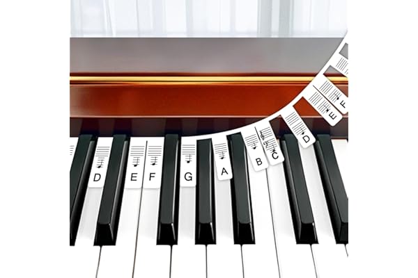 Guide de note de piano 88 touches, étiquette de guide de note de piano pour les débutants et à apprendre, réutilisables sans autocollants, est livré avec une boîte (Noir)