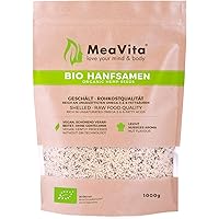 MeaVita Bio Hanfsamen, geschält, (1 x 1000g) natürliches Protein, Eiweiß glutenfrei