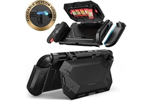 i-Blason Dockable for Nintendo Switch 2 Case with Stand [5 Game Card Storage] [Foldable JoyCon Holder] [Ergonomic Grip] Comfortable All-in-One Protective Bumper Grip Cover for Switch 2, Black