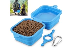 FTTOUUY Gamelle pliable pour chien et chat - Gamelle de voyage portable 2 en 1 - 1240 ml - Bleu