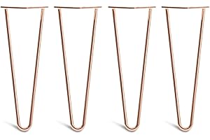 THE HAIRPIN LEG CO. [HLC] 4 x Hairpin Table Legs – Superior Double Weld Steel Construction With Screws, Build Guide & Protector Feet Worth £8 Included! – 10mm Steel [14"/35cm,Copper]