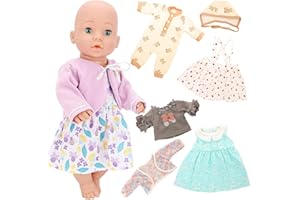 Miunana 4X Vestidos Verano Casual Ropas para New Born 14- 18 Pulgadas Muñeca bebé 35 - 46 cm Doll Baby Born, Baby Annabell, Nenuco y Más
