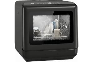 HOMCOM Diskmaskin med inbyggd 6-liters vattentank svart | Minidiskmaskin, 5 program, pekkontroll, LED-display, 4 kuvert, dubb