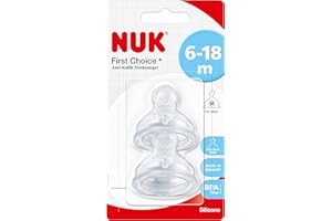 MAPA NUK First Choice+ Anti-Colic-Trinksauger Silikon | kiefergerechte NUK Form | Größe 2 (6-18 Monate) M für Milch | 2 Stück