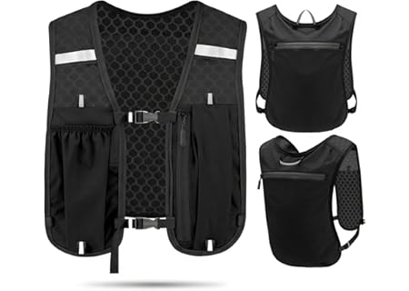 Unisex löparväst justerbar andningsbar med telefonficka, 3 förvaringsfack och reflekterande detaljer - Amazon Deal & Rabatt