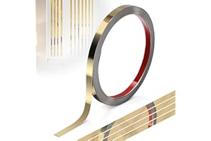 efuturetime Moldura Autoadhesiva de Acero Inoxidable, 1cmx5m, Moldura Decorativas de Pared, Moldura Flexible con Efecto Espejo para Decoración de Muebles, Bordes de Espejo, Puerta, Techo, Dorado