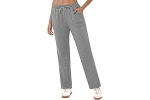 Crewhpo Pantalón Chándal Mujer Pantalones Deportivos con Bolsillos y Elastico Cordón Jogger para Casual Yoga Corre